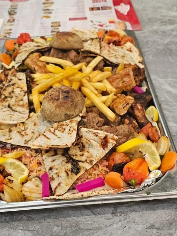 Sharing tray at Rosto Shawarma